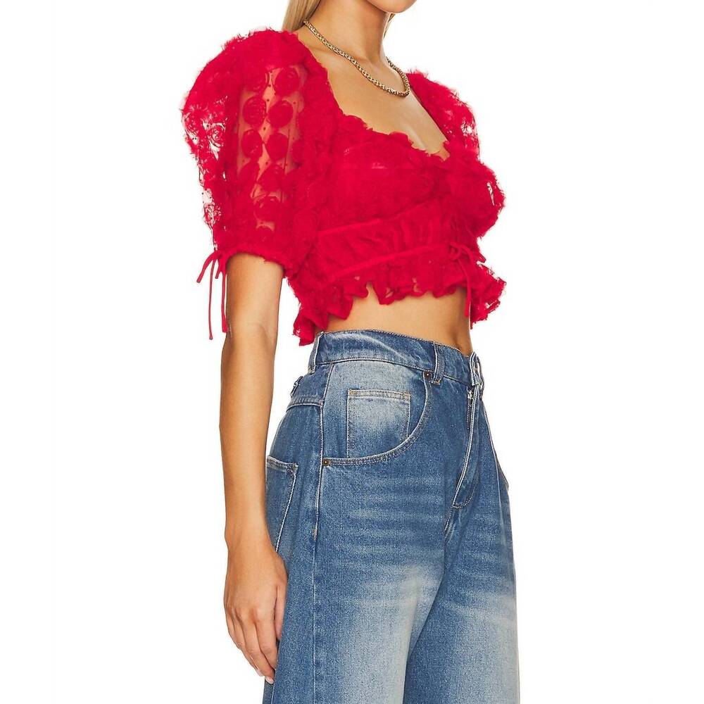 NEW FOR LOVE & LEMONS hannah crop top in red - Picture 4 of 5